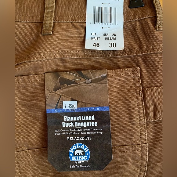 Flannel lined duck dungaree pants for men size46x30 workwear pants - Picture 4 of 4